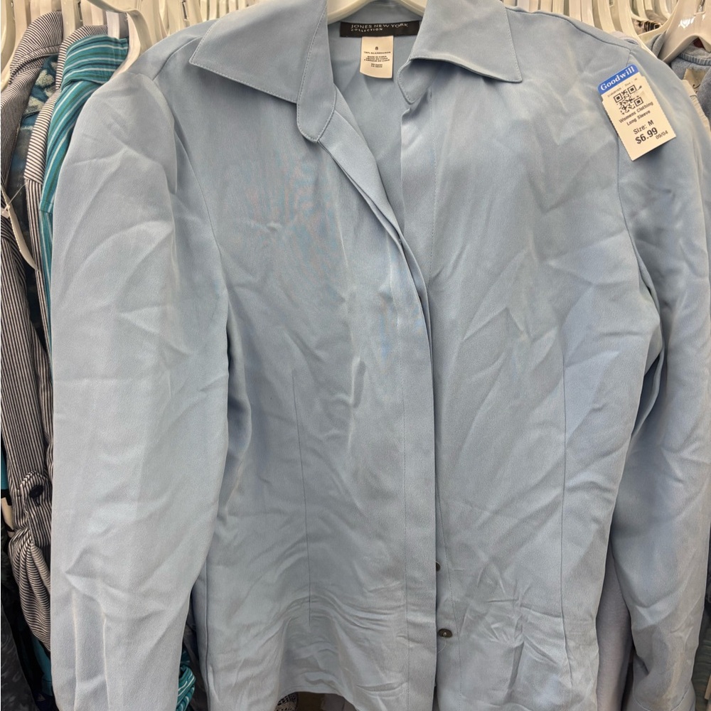 Light Blue 100% Silk Blouse - image 1